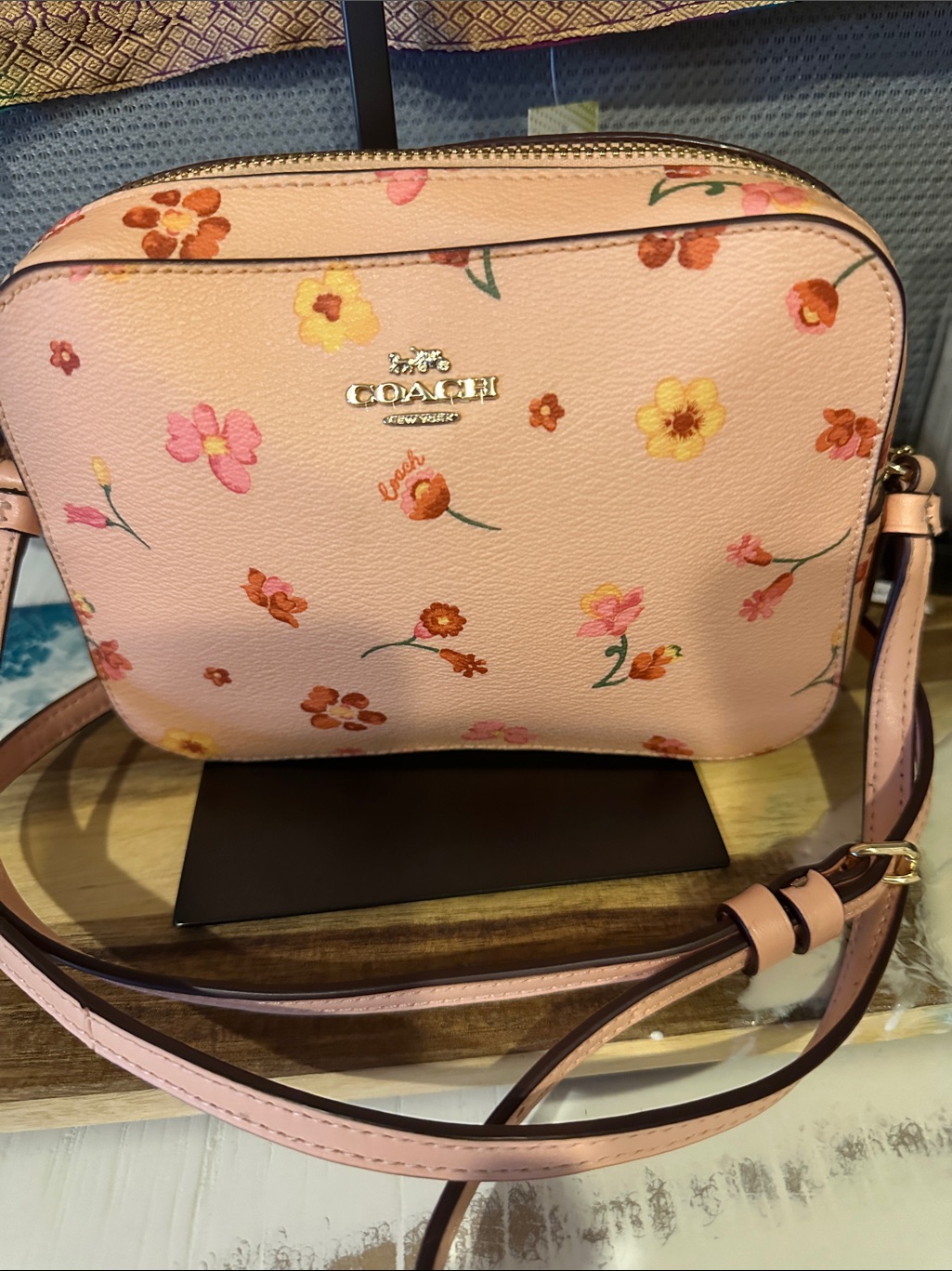 Coach Pink Floral Crossbody Camera Bag